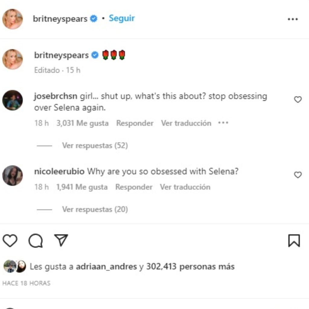 Britney atacó a Selena vía Instagram