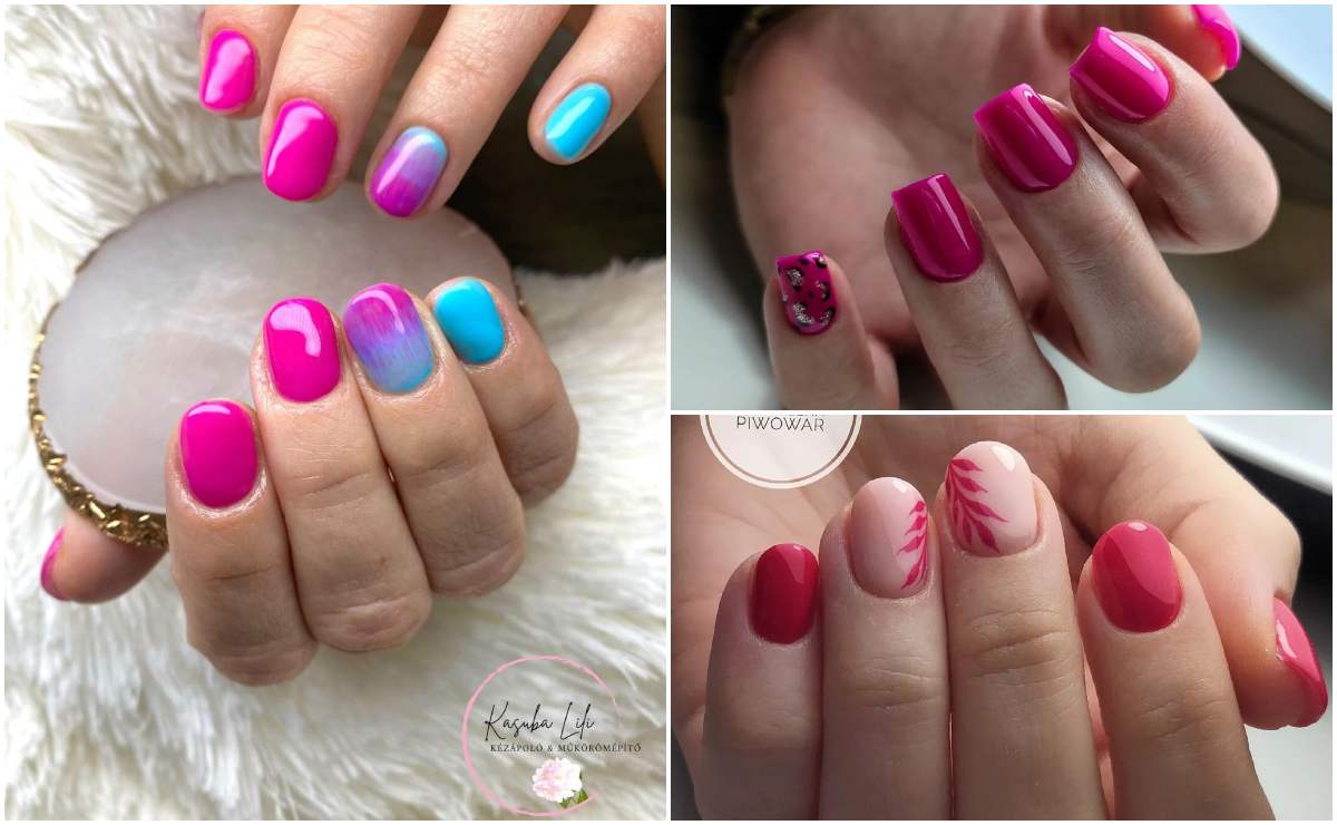 ideas de uñas color magenta