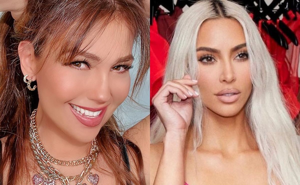 Thalía arrasa con el mismo total animal print de Kim Kardashian