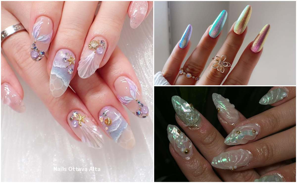 Inspiración de uñas ‘mermaidcore’ si te encantan las sirenas